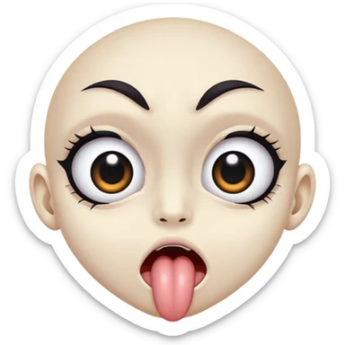 Eyes with a cross and tongue sticking out to the side sticker