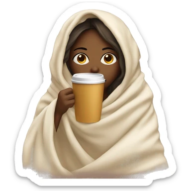 girl inside a blanket sipping coffee eyes closed sticker