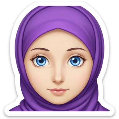 Turkish beautiful finish Konya girl blue eyes with purple color and ramadan hijab  sticker