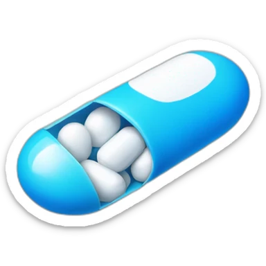 blue and white bi color pill open sticker