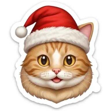 Un gato con gorro navideño Cara feliz Para El día de Navidad sticker