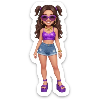 beautiful girl have purple Y2k sticker