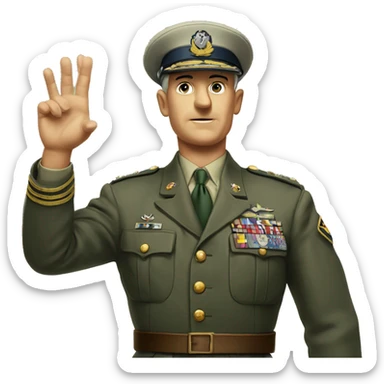 miltary general 1940s raises his hand sticker