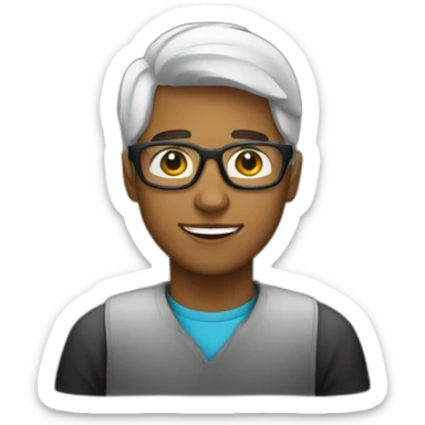 joven con lentes negros y bata de laboratorio sticker