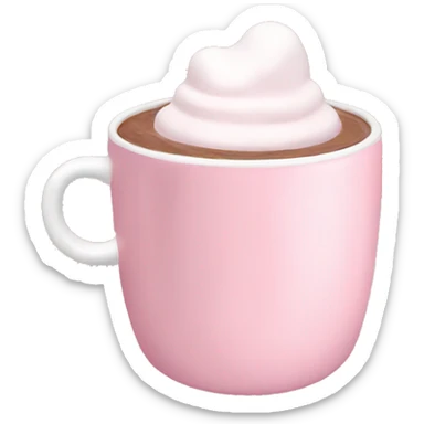 Aesthetic hot chocolate in light pink cup marshmallow  sticker