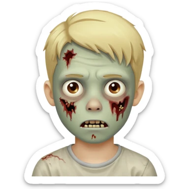 boy zombie with blonde hair no expressions 19 years sticker