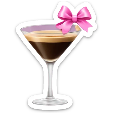 Espresso martini with a pink bow sticker