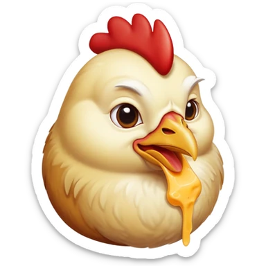 A chicken eating cheese, but he doesn’t really like cheese, but he always eat cheese, but he hates everything￼ sticker