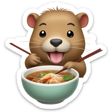 capybara with hello kitty ears eating pho sticker