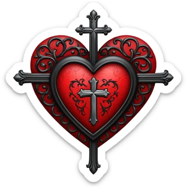 gothic heart with a cross sticker