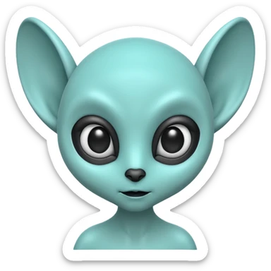 teal alien with two rounded ears and big pure black eyes sticker