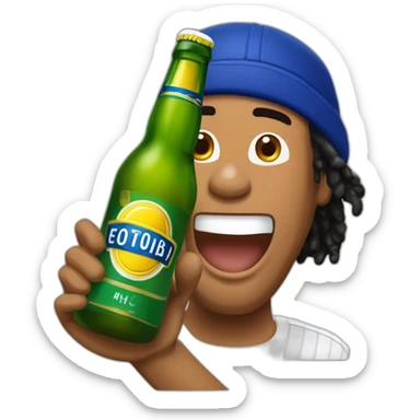 Ronaldinho brindando una botella de cerveza sticker