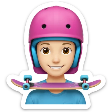 skater with skateboard and colorful helmet sticker