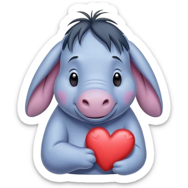 Eeyore with a heart  sticker
