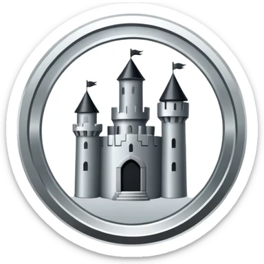 flat minimalist icon of a cicle that is the ridges or a coin or castle with a rook in it sticker