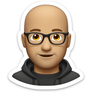 bald handsome man with stubble and round glasses sticker