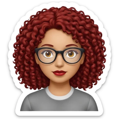 hispanic women with brown eyes and clear glasses and dark red  curly hair sticker