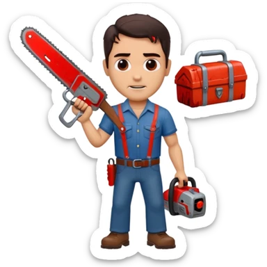  ash from the movie evil dead  movie Emoji with change all in the place of his right hand sticker