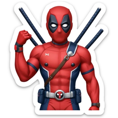 Deadpool with the New England patriots uniform sticker
