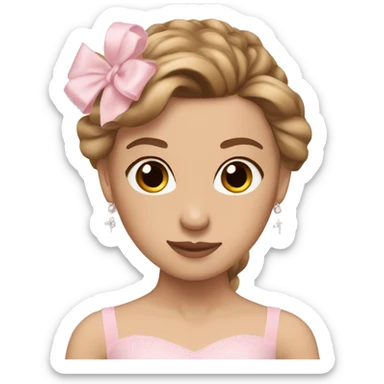 ballerina light brown hair on pointe pink sticker