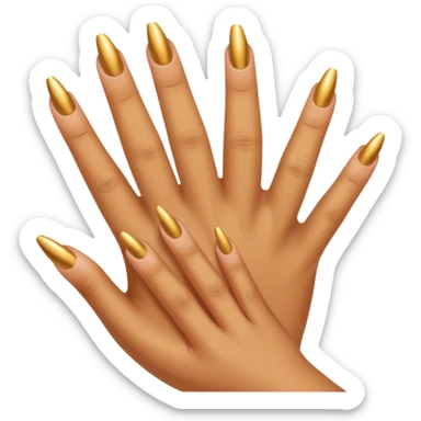 Tan skin hand with really short gold nails sticker