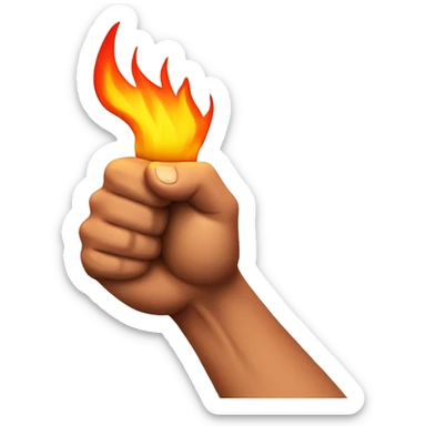 Muscle hand with fire sticker