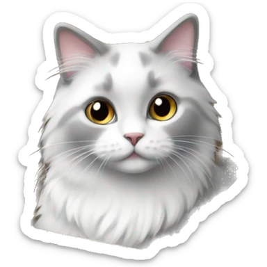 White Grey Ragdoll cat in a box with a love heart sticker