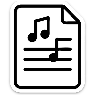 paper sheet with notes, black fill, concise silhouette, urban theme, uniform line thickness sticker