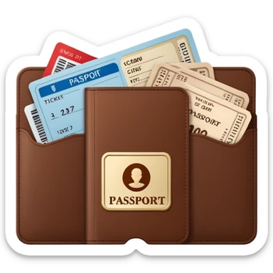 brown passaport and tickets sticker