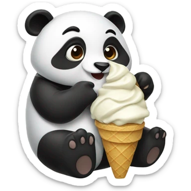 Panda eating ice cream sticker