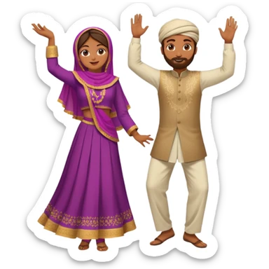 Brown pakistani dancing man and woman modest sticker