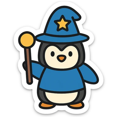 penguin wizard sticker