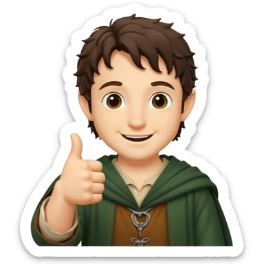 Frodo from lord of the ring doing a thumb up sticker