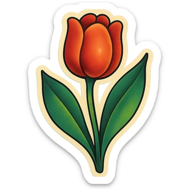 vintage tulip, retro color palette, classic illustration style sticker