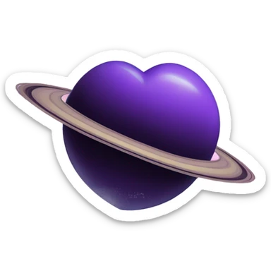 heart shape purple saturn planet sticker