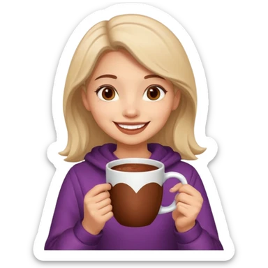 Home vibes, and girl with cacao in hands happy new year sticker