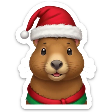 Capybara con gorrito de navidad sticker