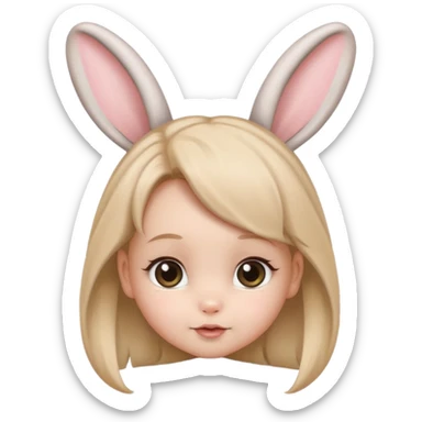 bunny ear accessory wearing baby bun hair sticker