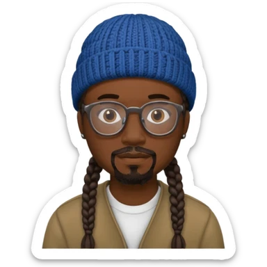 man with braids glasses beanie and goatee sticker