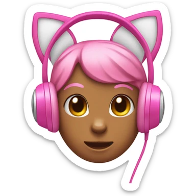 Pink headphones with cat ears sticker