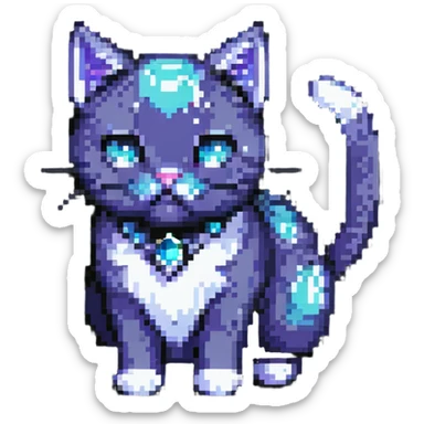 gem cat in pixel art style sticker
