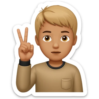 Ein Junge der Mittelfinger zeigt sticker