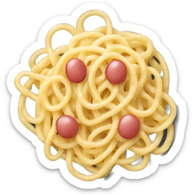 a plate of carbonara pasta in a love shape sticker