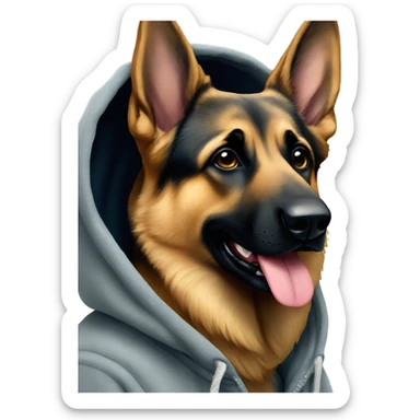German shepherd in a hoodie  sticker
