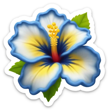 Blue with white in the middle and yellow in the inside hibiscus flower sticker