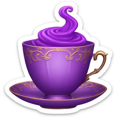 Fancy purple teacup sticker