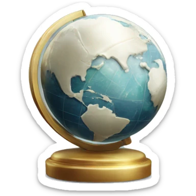 pearl stone with globe of planet earth etched into it sticker