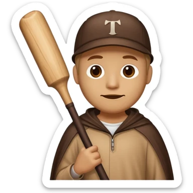 A wooden guy with a bat name tung tung tung sahur sticker