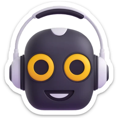 robot head AI agent emoji with headset smiling sticker