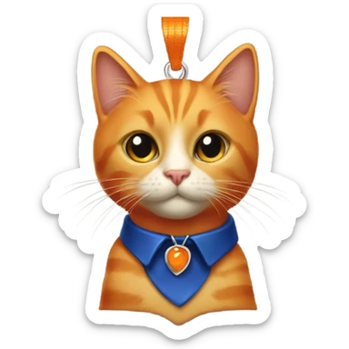  and orange cat with dark blue collar with orange pendant sticker
